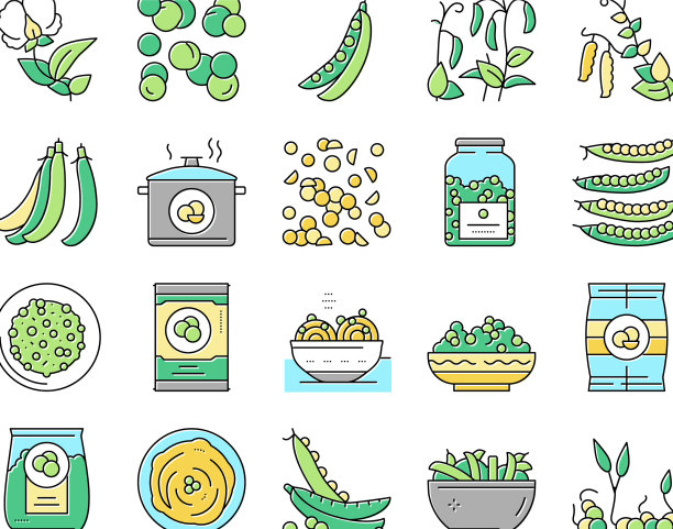 豌豆豆子蔬菜收集图标集图片下载