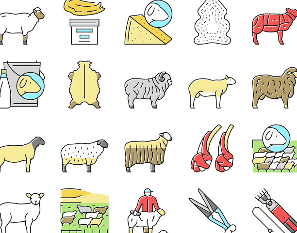 绵羊养殖农场商业图标集图片下载