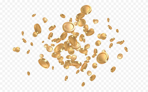 逼真的金币爆炸孤立上图片下载