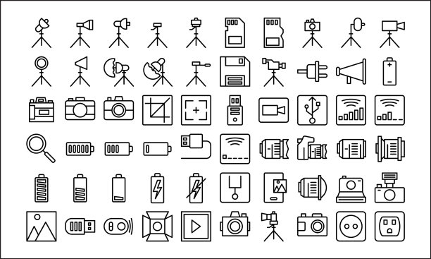 和标志摄影线条风格的图标图片下载