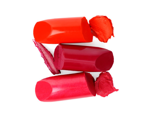 白色背景上的彩色唇膏图片下载