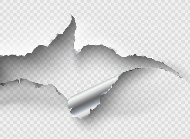 透明金属上撕破的破洞图片下载