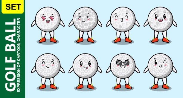 设定卡哇伊高尔夫球卡通不同表情图片下载