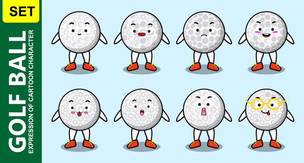 设定卡哇伊高尔夫球卡通不同表情图片下载