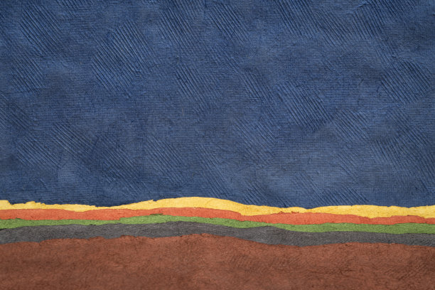 抽象景观在棕色，绿色，黄色和蓝色图片下载