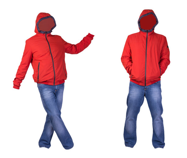 男子夹克和牛仔裤孤立在白色背景。图片下载