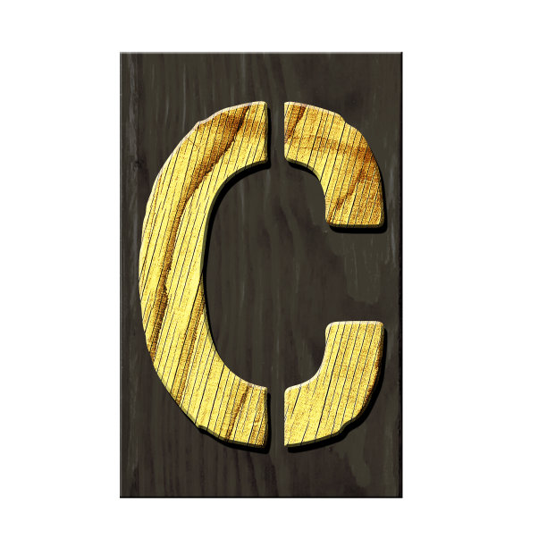 字母c字母由字母组成，由木头制成，在一块深色的木板上。孤立在白色背景。教育。设计图片下载