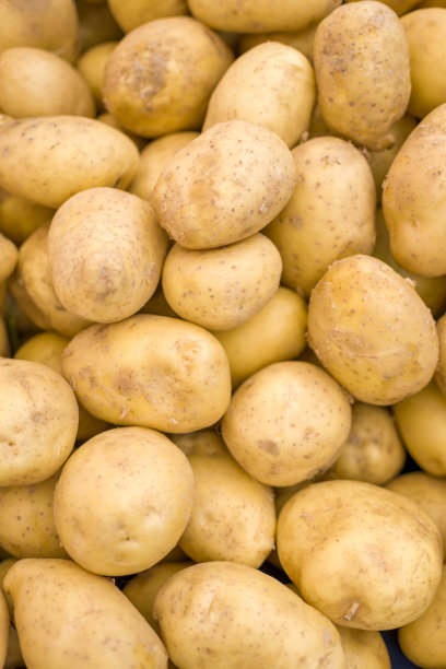 农贸市场摊位上的天然土豆图片下载