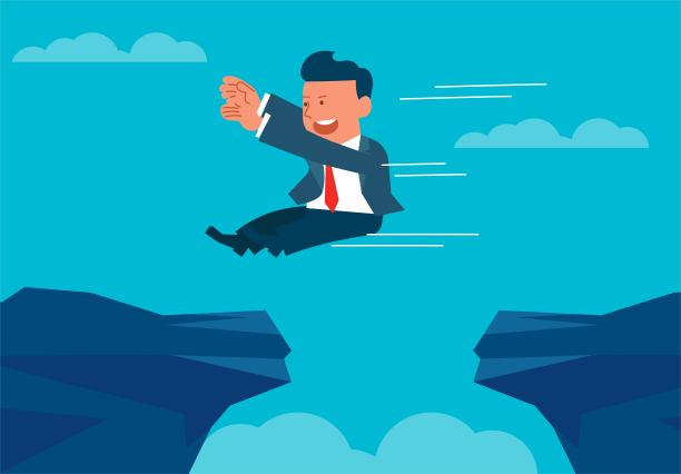 勇敢的商人奋力跳崖，挑战和冒险图片下载