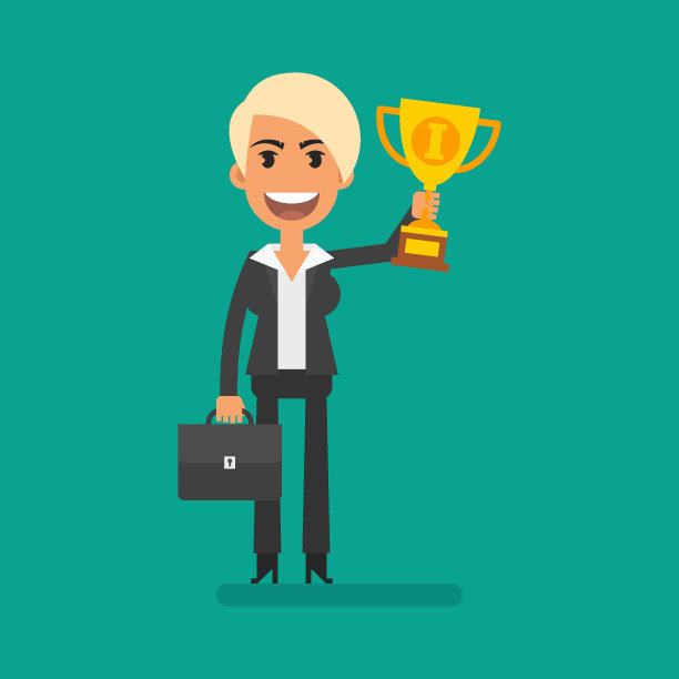 金发女商人拿着公文包，拿着金杯图片下载