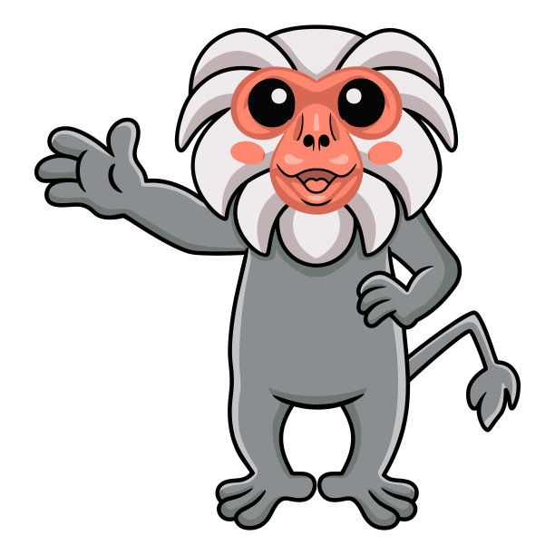 可爱的小hamadryad猴子卡通挥手图片下载