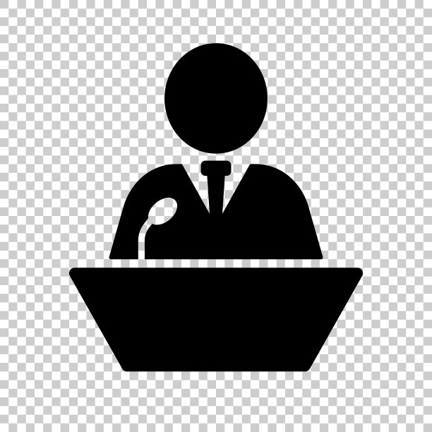 一个人在一个透明的背景上发表演讲的图标。的竞选演说。向量。图片下载