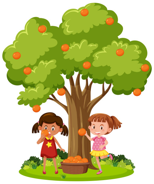 孩子们从树上收获橘子图片下载