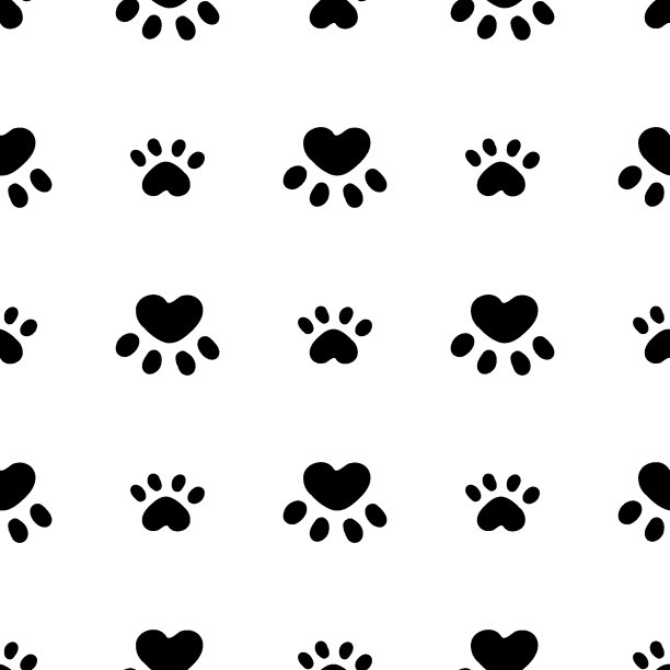 蓝猫无缝图案。喵和猫爪子背景矢量插图。可爱卡通托儿所图片下载