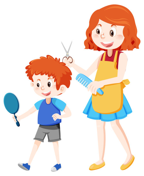 理发师正在做男孩的发型图片下载