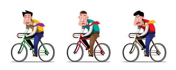 一群商人骑自行车在他们的事业上取得成功。图片下载