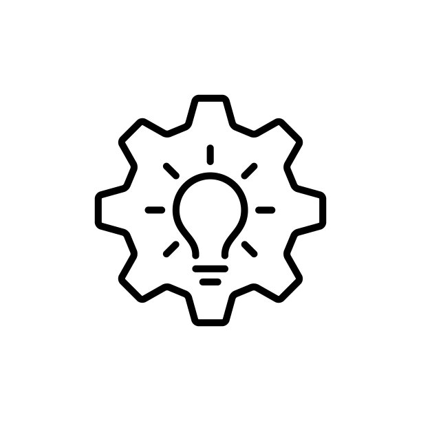 创意线图标。齿轮图标肿块。灯泡矢量图中的大脑。薄标志创新，解决方案，教育标志。向量EPS 10。孤立在白色背景上图片下载