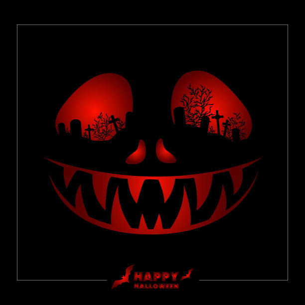 万圣节版面或封面。眼睛里有墓地的风格化骷髅。图片下载
