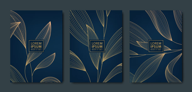 Ð£NNNÐ¾Ð¹NÐ²Ð°向量日本背景与黄金质地。奢华的黑色波浪线图案。高级背景业务布局，纹理印刷，海报，书，封面。叶子,植物,自然图片下载