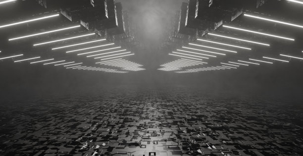 抽象体积效果俱乐部地下场景烟雾神秘的灰色背景3D插图图片下载