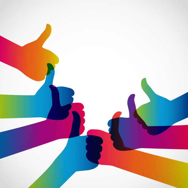 双手与拇指向上，喜欢社交媒体背景，网络网络符号，矢量手指符号，图标设计插图。图片下载