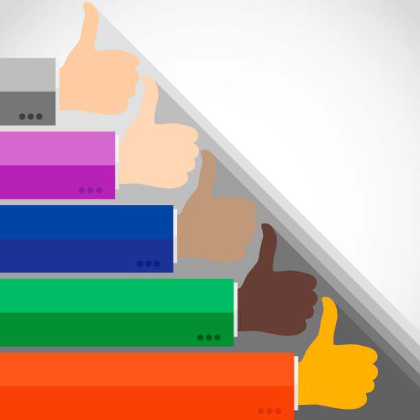 双手与拇指向上，喜欢社交媒体背景，网络网络符号，矢量手指符号，平面图标设计插图。图片下载