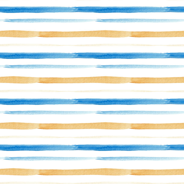 无缝水彩图案蓝色和金色条纹图片下载