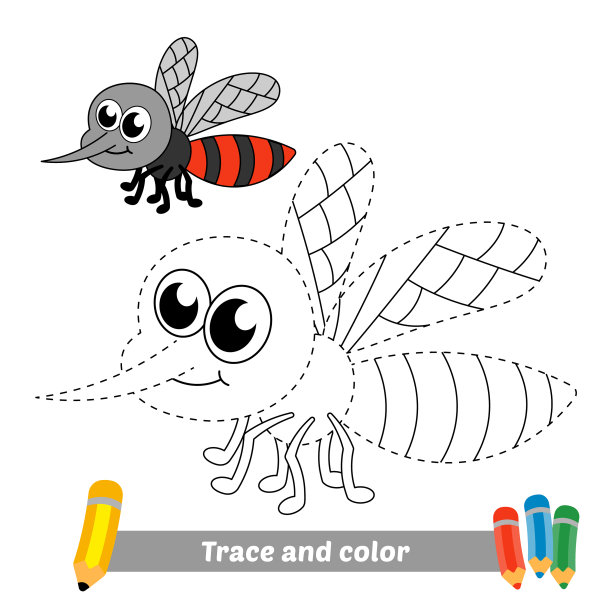 追踪和颜色为儿童蚊子图片下载