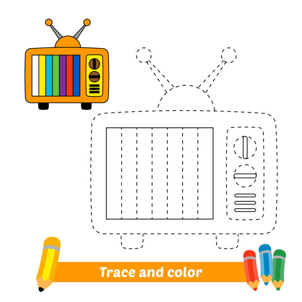 为儿童电视跟踪和着色图片下载