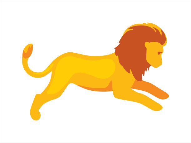 可爱的狮子在现代平风格图片下载