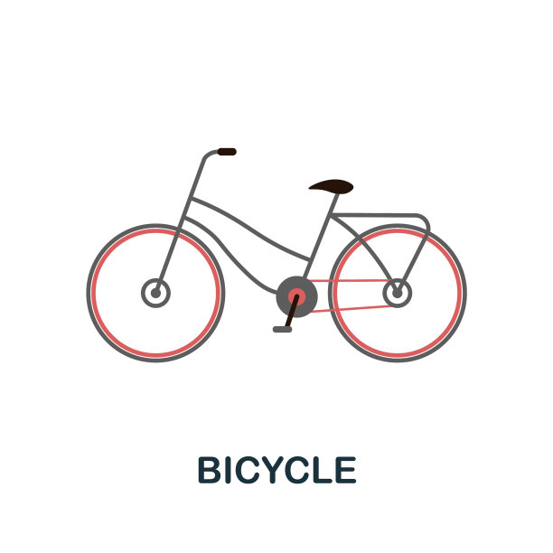 自行车平面图标彩色元素标志从图片下载