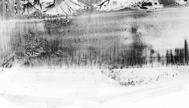 抽象山水水彩手绘插画。黑白水彩景观极简主义图片下载