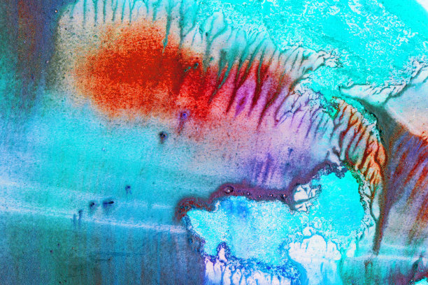 抽象山水水彩手绘插画。色彩明快的水彩景观极简主义图片下载