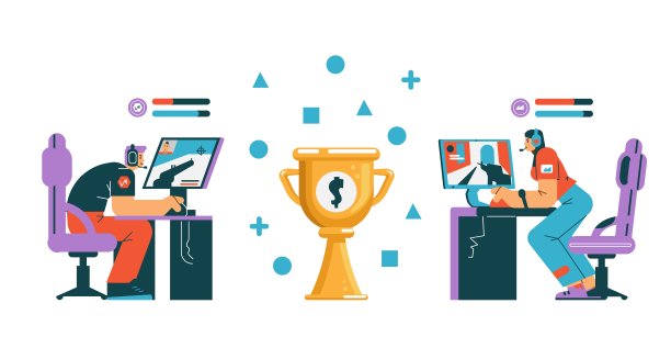 电子竞技在线锦标赛冠军旗帜平面矢量插图孤立。图片下载