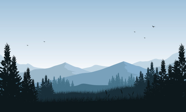 山景与剪影的美感图片下载