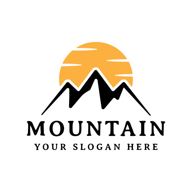 山与太阳标志设计图片下载