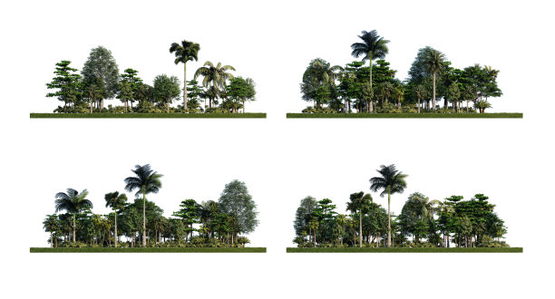 在草地上三维渲染树的3ds渲染图像图片下载