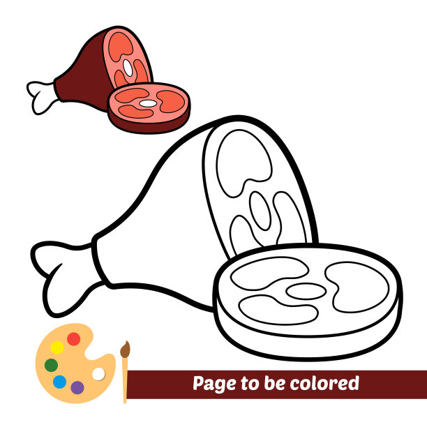儿童肉类涂色书图片下载