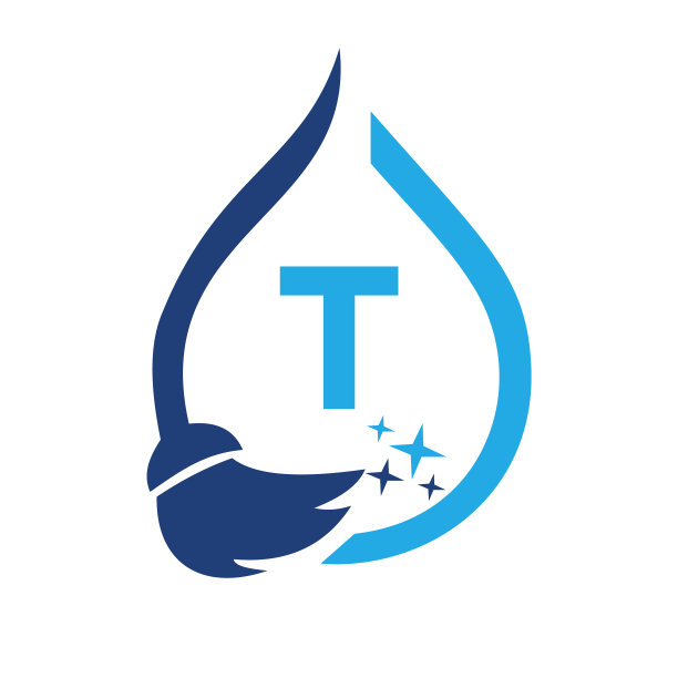 女仆清洁标志上的字母t清洁房屋标志图片下载