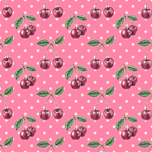 水彩樱桃模式图片下载