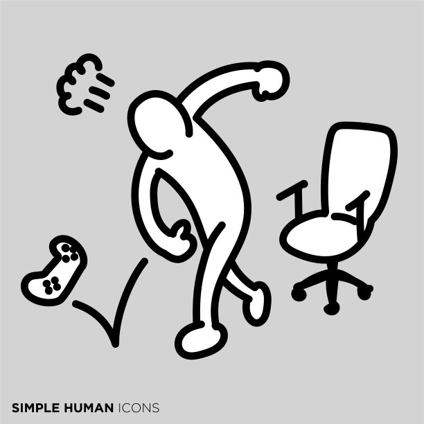 一个简单的人的姿势说明“在电视游戏中发怒的人”图片下载