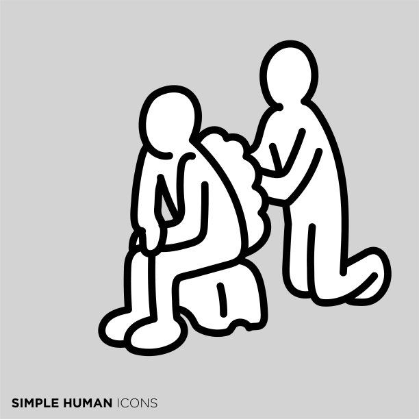 一个简单的人的姿势插图“护理/洗澡”图片下载