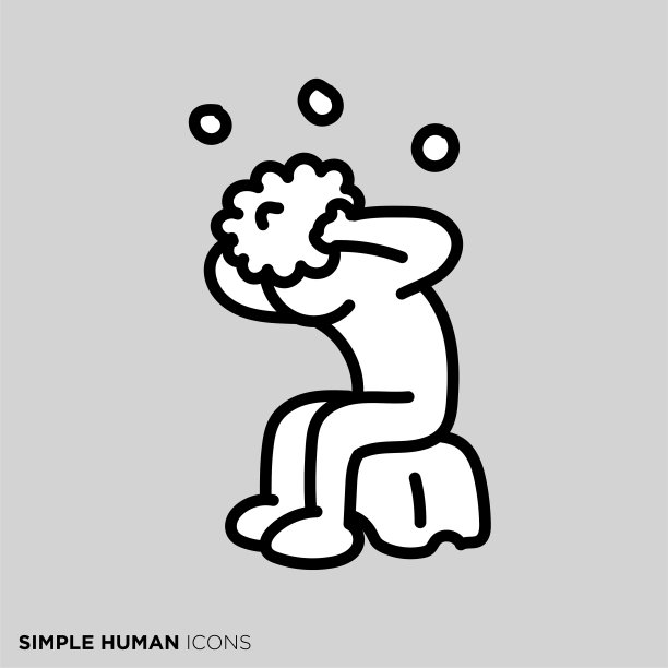 一个简单的人“洗头”的姿势插图图片下载