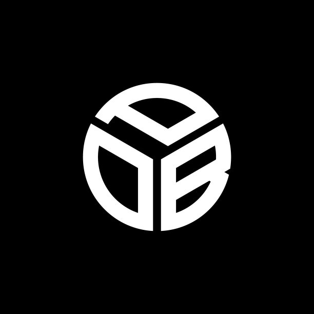 黑色背景上的Pob字母标志设计图片下载