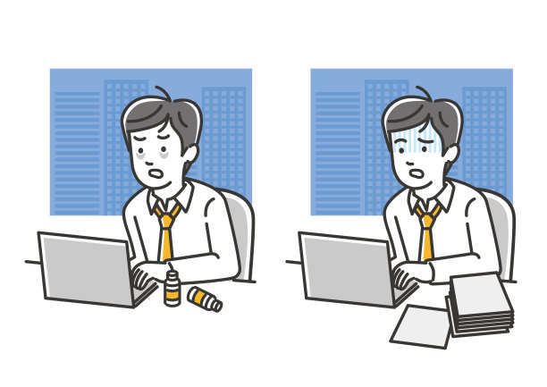 一个厌倦了在办公室的电脑前加班的商人图片下载