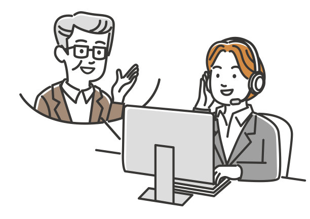 高级男性客户在线咨询一名女性接线员图片下载