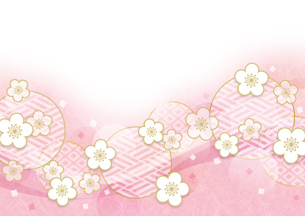 有梅花和日本装饰的贺年卡。日本纸的纹理。图片下载