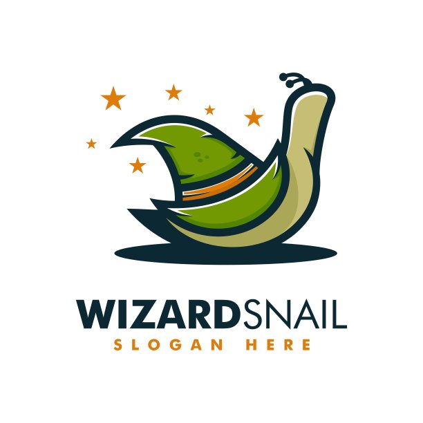 矢量插图精灵蜗牛简单的吉祥物风格。图片下载