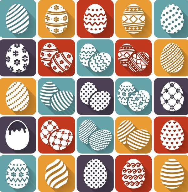 复活节彩蛋平面图标设置图片下载