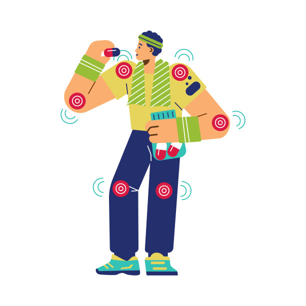 微笑的运动男子吃运动补充剂扁平化的风格图片下载